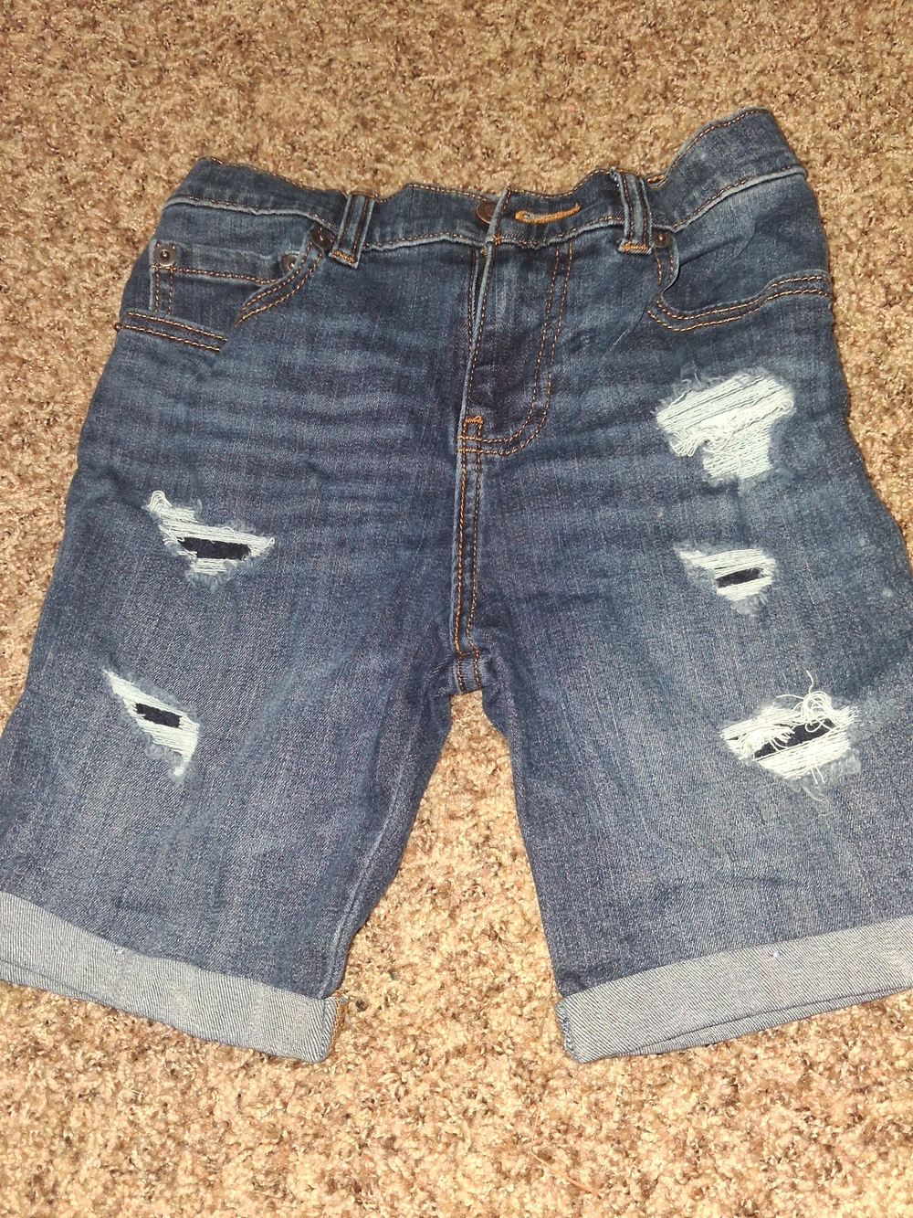 wonder nation Distressed Denim Shorts - Dark Blue